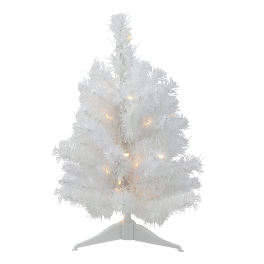 18" Pre-Lit Medium Snow White Pine Artificial Christmas Tree, Clear Lights By Northlight | Michaels®